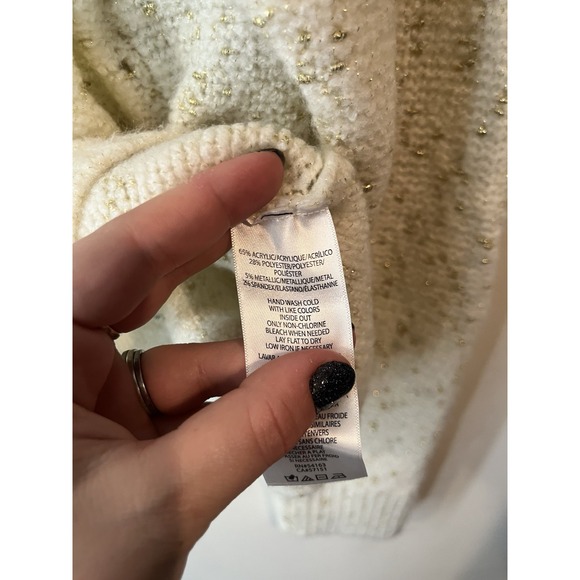 Calvin‎ Klein Jeans Beige Sweater Gold Accents Size Large Loose Fit Knit - Picture 3 of 4